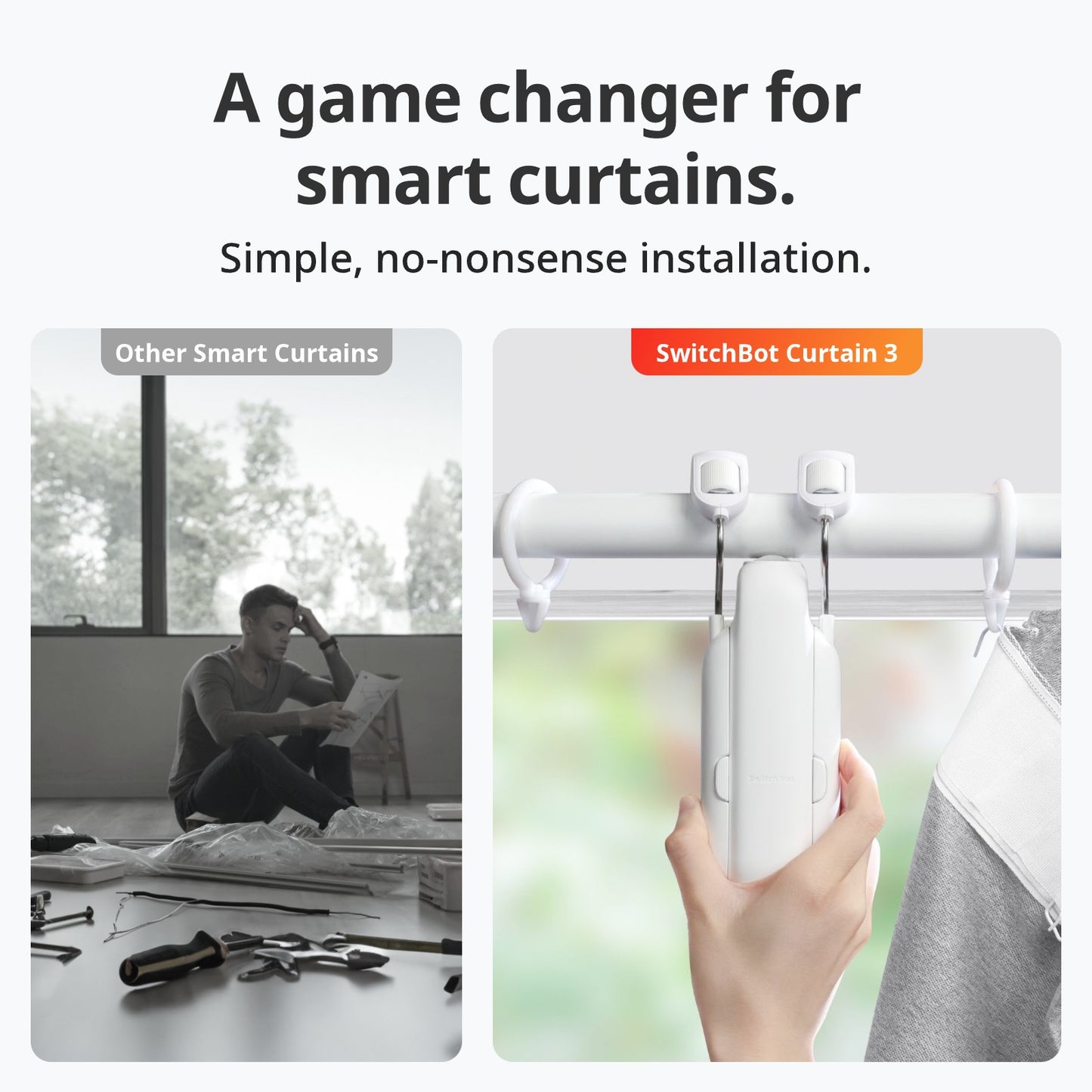 SwitchBot Curtain "Rod 3" White (Weiß) – Smarter Gardinenmotor für Gardinenstangen