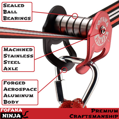 FOFANA NINJA SLIDER ZIPLINE PULLEY KIT (20 Meter)