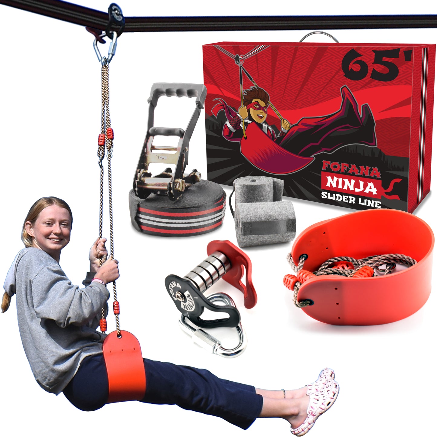 FOFANA NINJA SLIDER ZIPLINE PULLEY KIT (20 Meter)