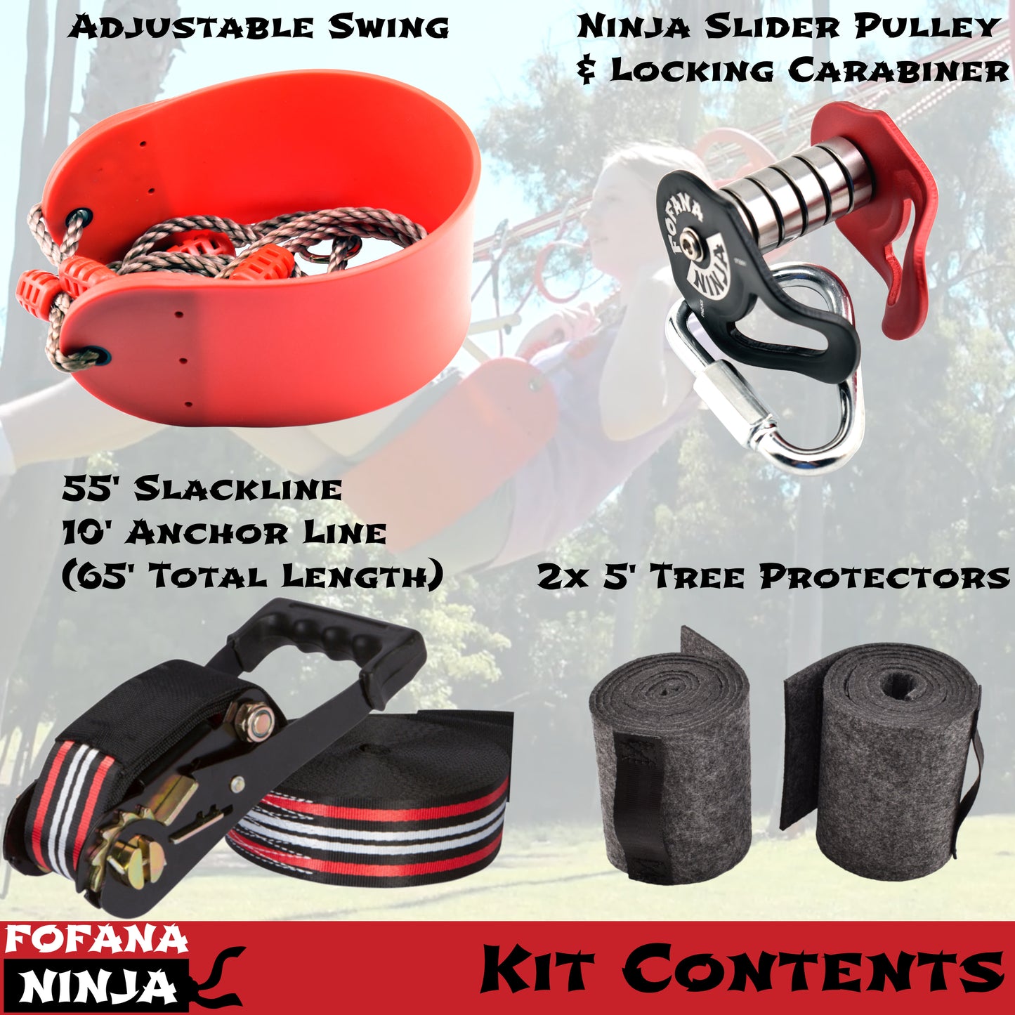 FOFANA NINJA SLIDER ZIPLINE PULLEY KIT (20 Meter)