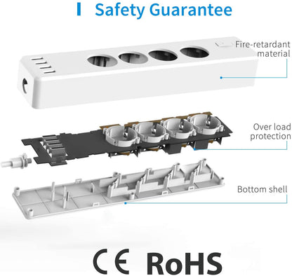 Meross Smart Wi-Fi Power Strip 4 AC + 4 USB - smarte Mehrfach-Steckdose mit USB