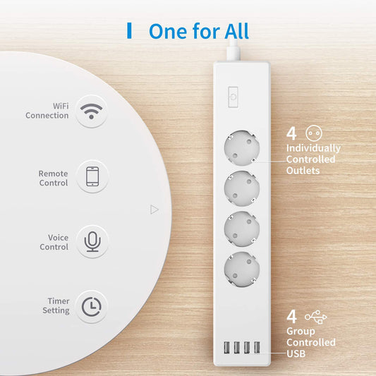 Meross Smart Wi-Fi Power Strip 4 AC + 4 USB - smart multiple socket with USB