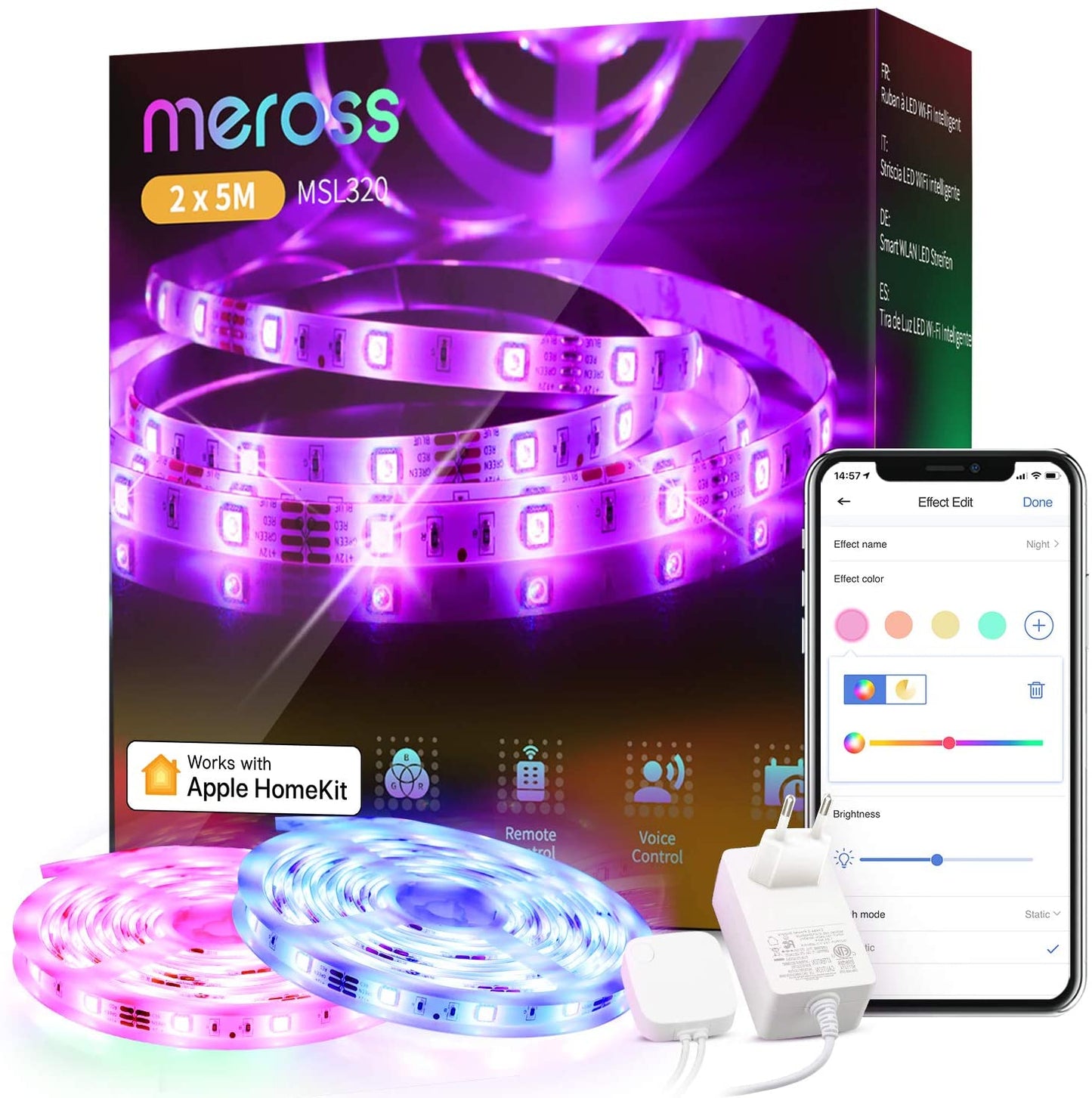 Meross Smart WiFi LED Strip RGB (2 x 5 meters) - smart LED RGB strips