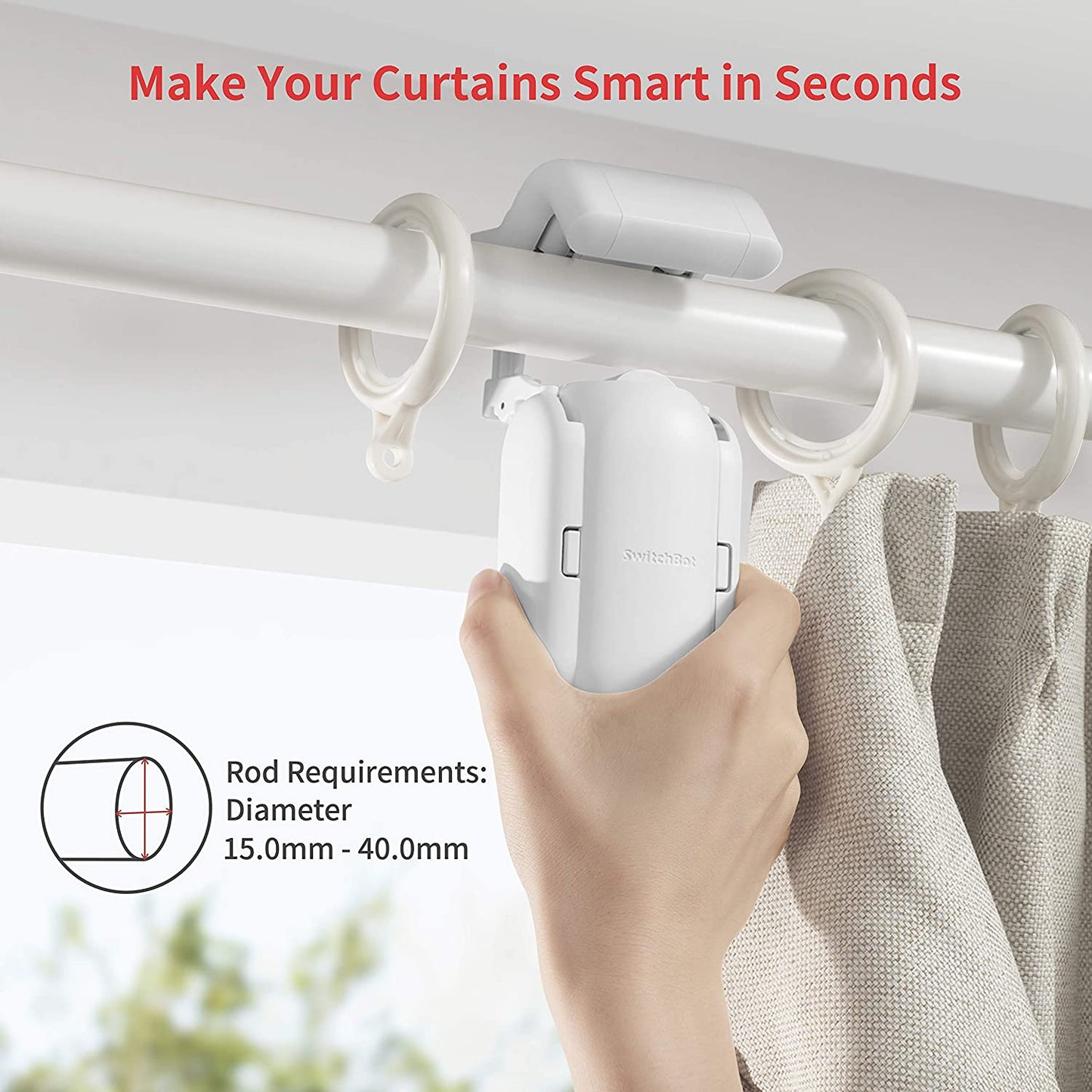 SwitchBot Curtain "Rod Pole" for curtain rods - white (white) - smart curtain motor